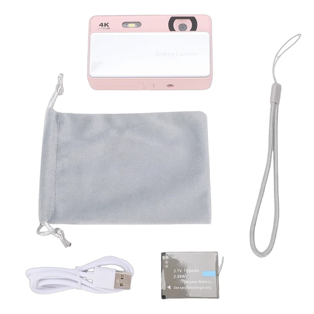 Alt view image 7 of 7 - 4K Sliding Digital Camera, 64MP HD Auto Focus 16X Zoom Retro CCD Camera with 2.8 Inch Screen, Vlogging for Photography and Video (Pink)