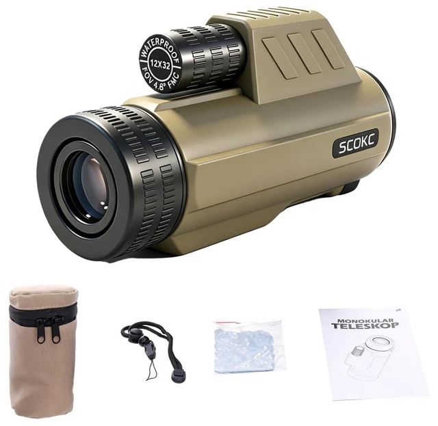 Main image of 12x32 Monocular Telescope,Compact Waterproof Fogproof for Bird Watching Bak4 Prism,IPX7 Waterproof, Monocular Compact for adults,High Power for Bird Watching, Travel, Hunting,Hiking