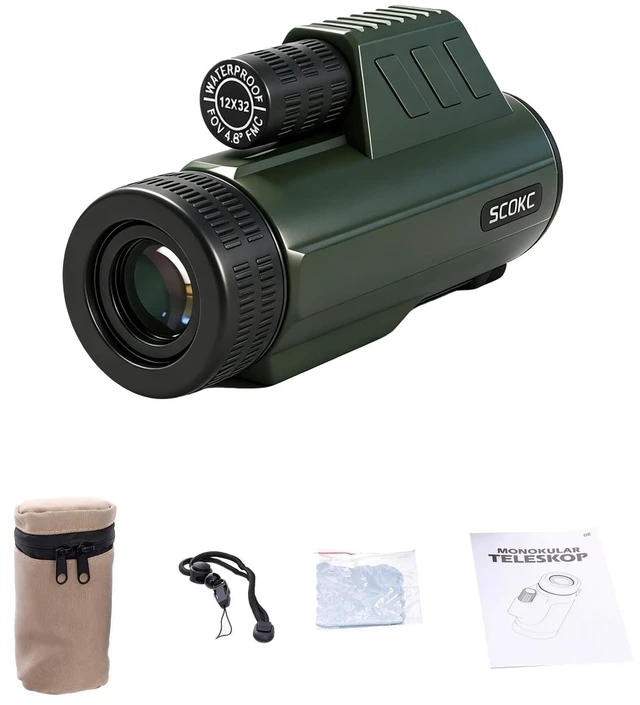 Main image of 12x32 Monocular Telescope,Compact Waterproof Fogproof for Bird Watching Monocular Compact for adults,High Power for Bird Watching, Travel, Hunting,Hiking,Bak4 Prism,IPX7 Waterproof