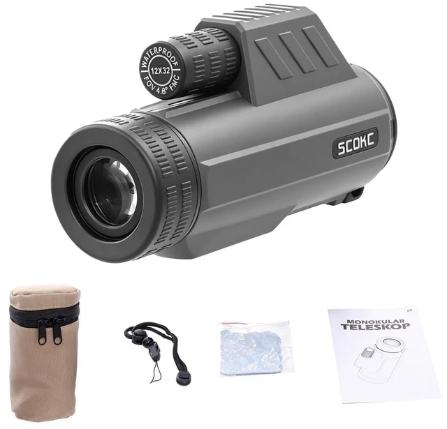 Main image of 12x32 Monocular Telescope,Compact Waterproof Fogproof for Bird Watching Monocular Compact for adults,High Power for Bird Watching, Travel, Hunting,Hiking,Bak4 Prism,IPX7 Waterproof