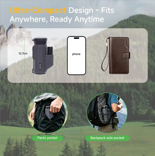 Alt view image 5 of 7 - 12x32 Monocular Telescope,Compact Waterproof Fogproof for Bird Watching Monocular Compact for adults,High Power for Bird Watching, Travel, Hunting,Hiking,Bak4 Prism,IPX7 Waterproof