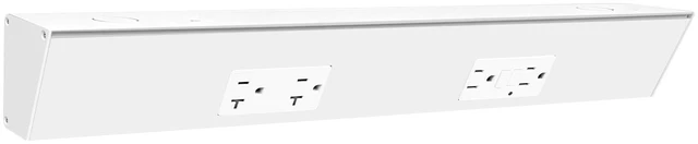 Main image of 18" Angled Under Cabinet Outlet Strip, 2 x 15 Amp Duplex Receptacle, 1 Pack GFCI Protection, Sturdy Metal Struture, Pre-Wired for Easy Installtion, Keep Tile Backsplash Tidy, Brown