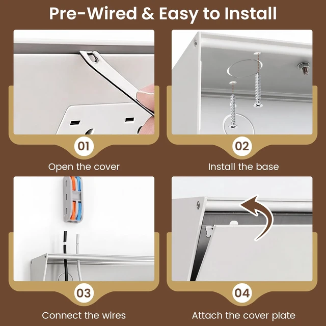 Alt view image 5 of 7 - 12" Angled Under Cabinet Outlet Strip Hardwired, 1 Pack