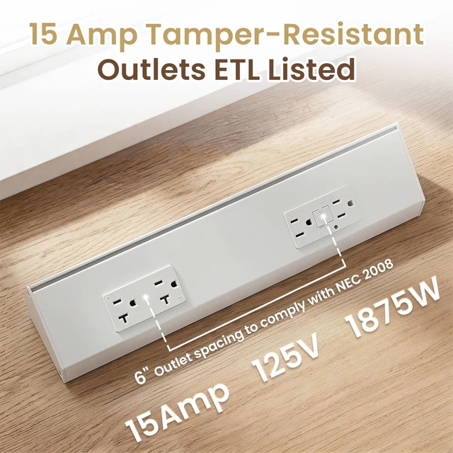 Alt view image 3 of 7 - 12" Angled Under Cabinet Outlet Strip Hardwired, 1 Pack