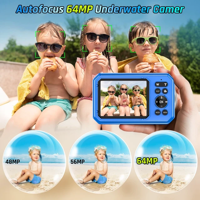 Alt view image 2 of 7 - 4K Underwater Camera 64MP 33FT Waterproof Camera with 32GB Card Dual-Screen, 16X Zoom, Autofocus, Floatable, 1500mAh Battery, Fill Light, Ideal for Snorkeling, Swimming, Travel