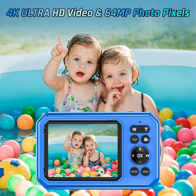 Alt view image 4 of 7 - 4K Underwater Camera 64MP 33FT Waterproof Camera with 32GB Card Dual-Screen, 16X Zoom, Autofocus, Floatable, 1500mAh Battery, Fill Light, Ideal for Snorkeling, Swimming, Travel