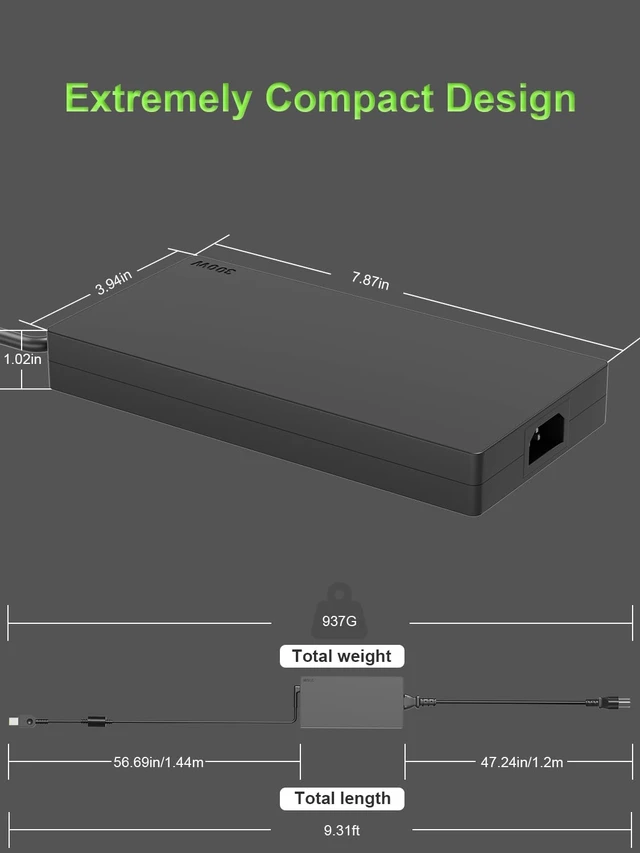 Alt view image 4 of 6 - Slim 300W Charger Fit for Lenovo Legion Gaming Laptop Legion 5 7 9i 5i 7i 16IRX8 16ARX8H 16IAH7H 16IRX9 16IAX10H 16ITHg6 16ACHg6 16IAX7 R9000 Y9000 ThinkPad R7000P AC Adapter