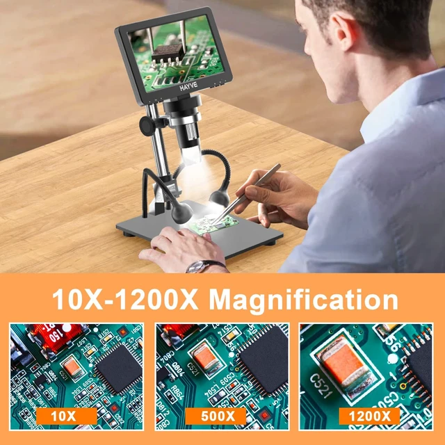 Alt view image 5 of 6 - 7'' HDMI Digital Microscope 1200X Coin Microscope View Entire Coin 16MP, 8.5'' Long Stand Compatible with PC/TV, 32GB Card