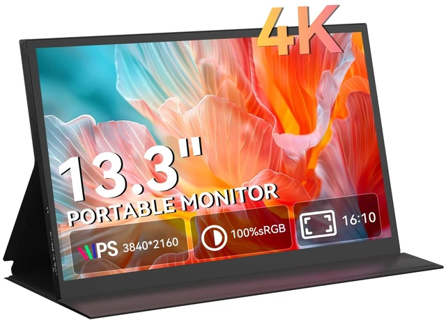 Main image of 13.3 Inch Portable Monitor 3840x2160 IPS Display 100% sRGB Ultra Slim Design, for Laptop, PC, Mac, for Switch & PS5, Phone Compatible, Screen Extender