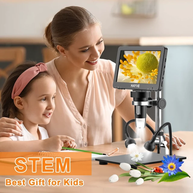 Alt view image 6 of 6 - 7'' HDMI Digital Microscope 1200X Coin Microscope View Entire Coin 16MP, 8.5'' Long Stand Compatible with PC/TV, 32GB Card
