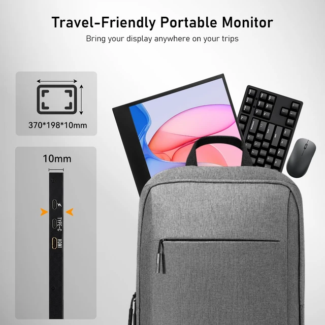 Alt view image 6 of 7 - 13.3 Inch Portable Monitor 3840x2160 IPS Display 100% sRGB Ultra Slim Design, for Laptop, PC, Mac, for Switch & PS5, Phone Compatible, Screen Extender
