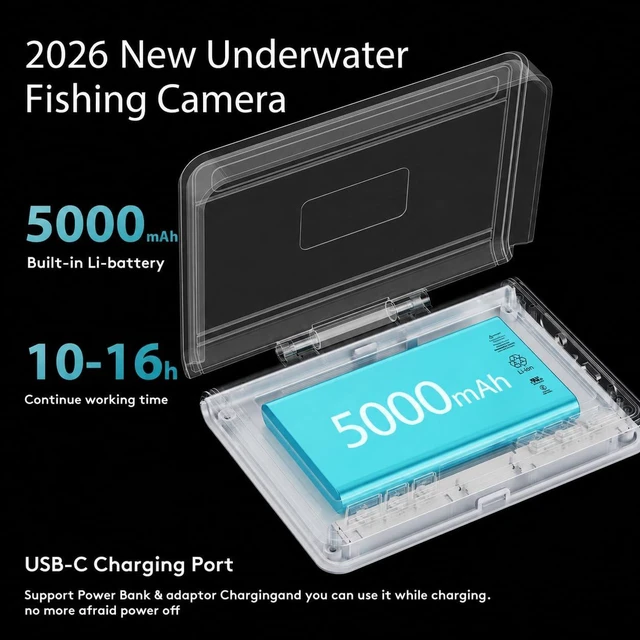 Alt view image 2 of 7 - Fishing Camera, 220° Ultra-Wide HD Underwater Fishing Camera with 4.3" LCD & IR Night Vision, 5000mAh Rechargeable Battery 100ft Cable for Ice Lake Boat Kayak Fishing