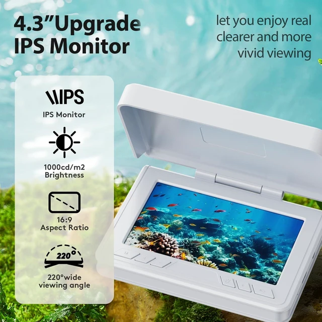 Alt view image 6 of 7 - Fishing Camera, 220° Ultra-Wide HD Underwater Fishing Camera with 4.3" LCD & IR Night Vision, 5000mAh Rechargeable Battery 100ft Cable for Ice Lake Boat Kayak Fishing