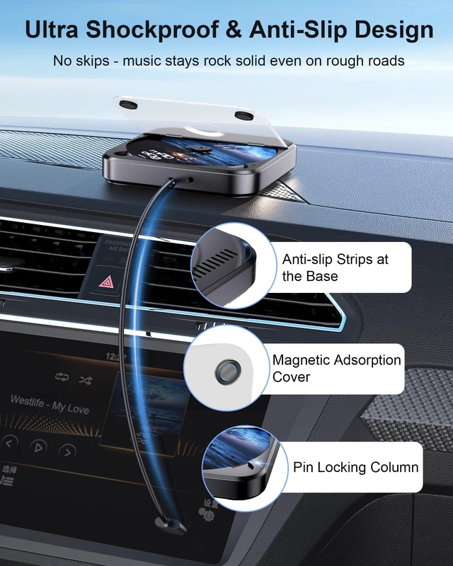 Alt view image 4 of 7 - Car CD Player for CD Lovers, Road Trips,Home Listening Anti-Skip Portable External Universal Vehicle Stereo Radio, USB-C Port Adapter, Extension Cable, Remote Control