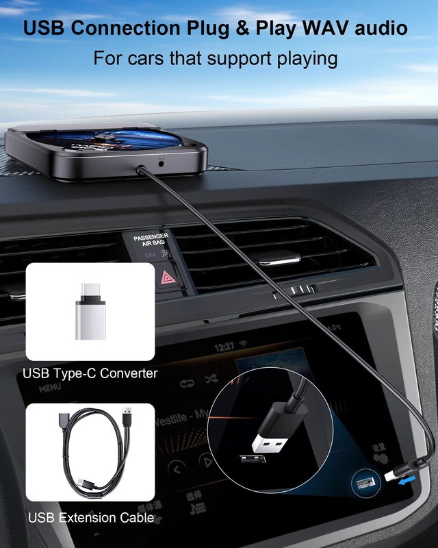 Alt view image 5 of 7 - Car CD Player for CD Lovers, Road Trips,Home Listening Anti-Skip Portable External Universal Vehicle Stereo Radio, USB-C Port Adapter, Extension Cable, Remote Control
