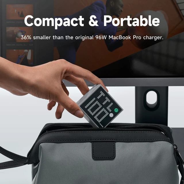 Alt view image 5 of 7 - 100W 4-Port GaN Charger, USB C Laptop Charger Block with Display Pixel 100 PD3.0 Fast Charger USB C Power Adapter for MacBook Air, iPad, iPhone 17/16 and More, Black