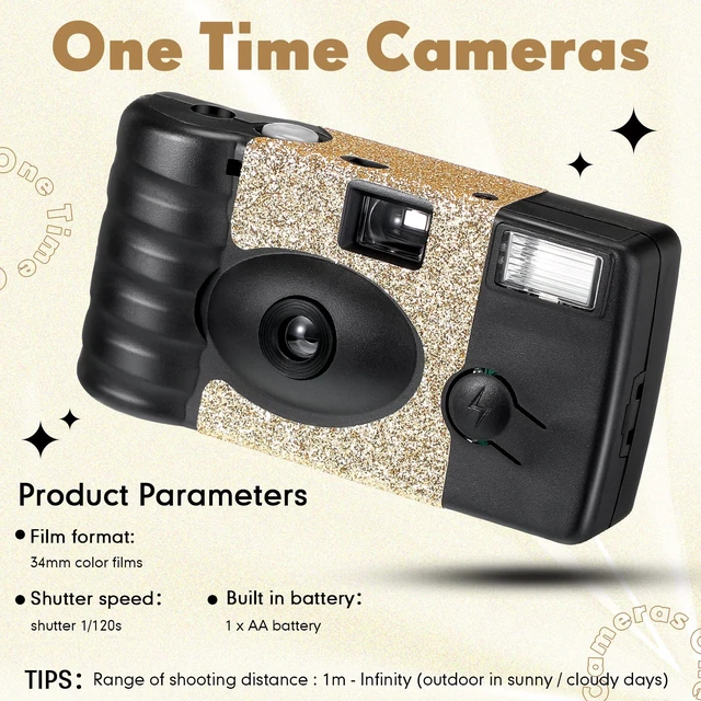 Alt view image 3 of 7 - 4 Pcs Disposable Camera Single Use Film Camera One Time Camera for Photography with Flash Color Film for Wedding, Anniversary, Travel, Camp, Party Supplies, Birthday Gift (Classic Style)