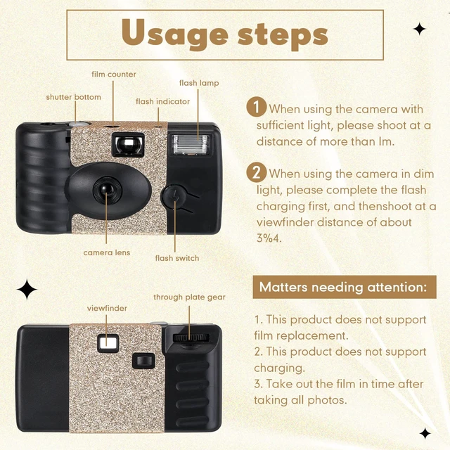 Alt view image 4 of 7 - 4 Pcs Disposable Camera Single Use Film Camera One Time Camera for Photography with Flash Color Film for Wedding, Anniversary, Travel, Camp, Party Supplies, Birthday Gift (Classic Style)
