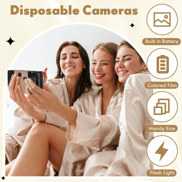 Alt view image 6 of 7 - 4 Pcs Disposable Camera Single Use Film Camera One Time Camera for Photography with Flash Color Film for Wedding, Anniversary, Travel, Camp, Party Supplies, Birthday Gift (Classic Style)