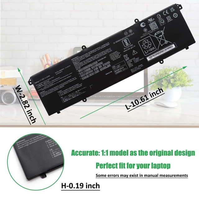 Alt view image 5 of 7 - C31N2201 Battery Replacement for ASUS Vivobook 15 X1504VA X1504ZA For Go 15 E1504FA E1504GA 14 OLED X1405VA 16 OLED M1605YA X1605EA X1605PA X1605ZA 14X OLED X1403VA 15X OLED M3504YA, 42Wh