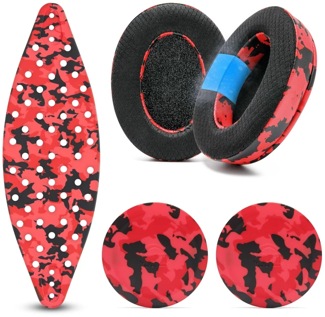 Main image of Mod Kit Arctis Nova 7 - Gel Earpads, Headband & Side Plates Made by Wicked Cushions Also Fits Nova 5 & Pro Wired, Comfort & Style Upgrade Red Camo