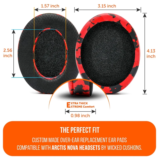 Alt view image 5 of 7 - Mod Kit Arctis Nova 7 - Gel Earpads, Headband & Side Plates Made by Wicked Cushions Also Fits Nova 5 & Pro Wired, Comfort & Style Upgrade Red Camo