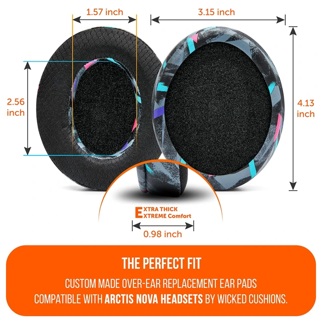 Alt view image 5 of 7 - Mod Kit Arctis Nova 7 - Gel Earpads, Headband & Side Plates Made by Wicked Cushions Also Fits Nova 5 & Pro Wired, Comfort & Style Upgrade 90's Black