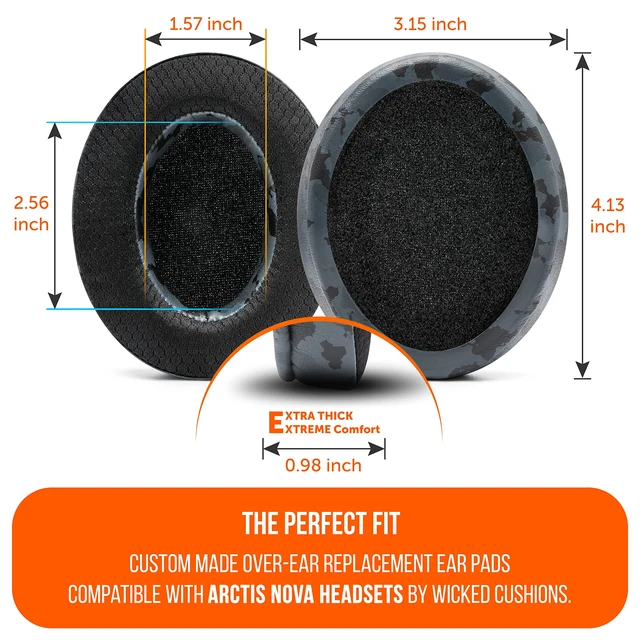 Alt view image 5 of 7 - Mod Kit Arctis Nova 7 - Gel Earpads, Headband & Side Plates Made by Wicked Cushions Also Fits Nova 5 & Pro Wired, Comfort & Style Upgrade Black Camo