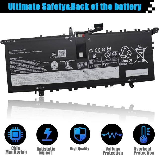 Alt view image 4 of 7 - L23M4PF2 Laptop Battery Replacement for Lenovo Yoga Slim 7-14Q8X9 (Type: 83ED) Series SB11N42050 5B11N42049 L23C4PF2 SB11N42052 5B11N42051 70Wh 9050mAh 7.74V