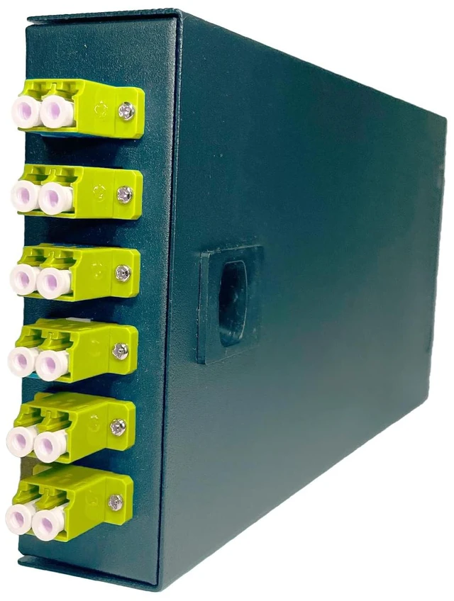 Main image of Fiber Optic Wall Mount Box with LC Couplers for Single Mode & Multimode Fiber Optic Cable. Fiber Box Enclosure for MPOEs, Network Rooms, and IDF Rooms. (LC 12 Strand OM1)