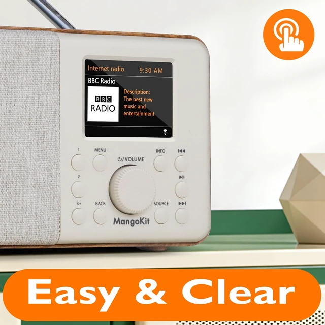 Alt view image 3 of 7 - SR10 WiFi Internet Radio with Bluetooth, Podcast Player & FM Radio 60 presets, dual alarms, colour display, OKTIV App control, mains or AA battery, headphone jack, compact, Walnut
