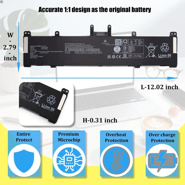 Alt view image 5 of 7 - L23D4P70 Battery Replacement for Lenovo ThinkPad P1 Gen 7 21KV 21KW Series, Laptop Battery L23C4P70 SB11M37548 SB11M37549 5B11M37552 5B11M37553, 90Wh