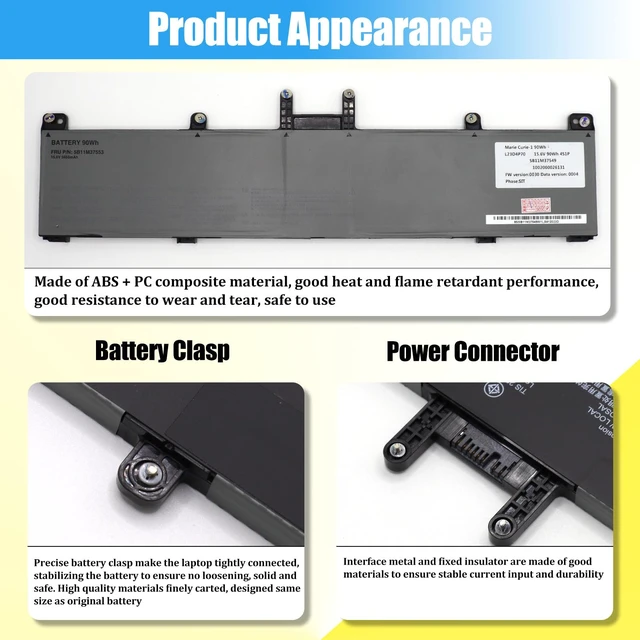 Alt view image 6 of 7 - L23D4P70 Battery Replacement for Lenovo ThinkPad P1 Gen 7 21KV 21KW Series, Laptop Battery L23C4P70 SB11M37548 SB11M37549 5B11M37552 5B11M37553, 90Wh
