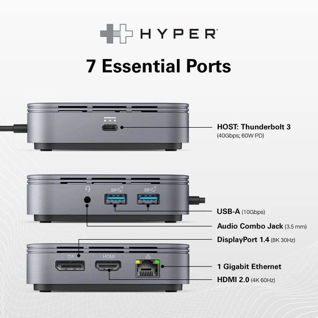 Alt view image 3 of 7 - Drive Dual Monitor Thunderbolt Dock - 4K60Hz HDMI Thunderbolt Docking Station -7-in-1 Dock - Slim, Portable, Powerful