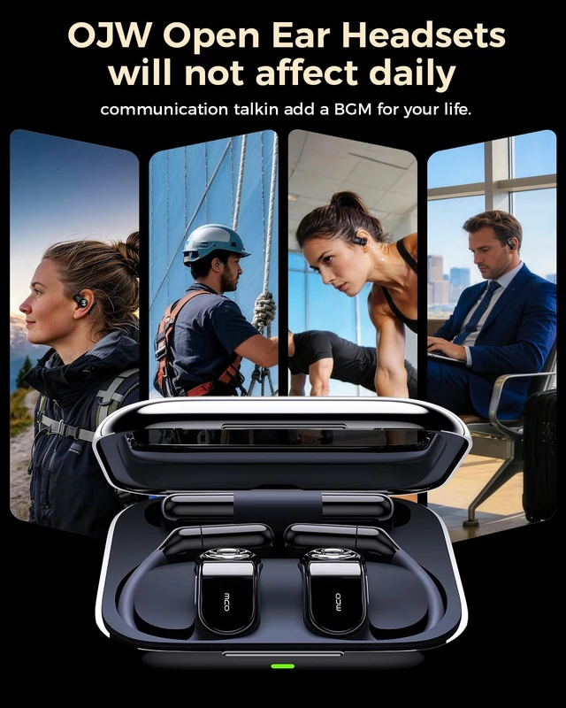 Alt view image 5 of 7 - Open Ear Headphones, Never Run Out of Power Earphones Endless Listening Replaceable Battery, 45° Ergonomic Fit, Barely-There Comfort, IPX7 Waterproof, Designed for Long Listening Sessions