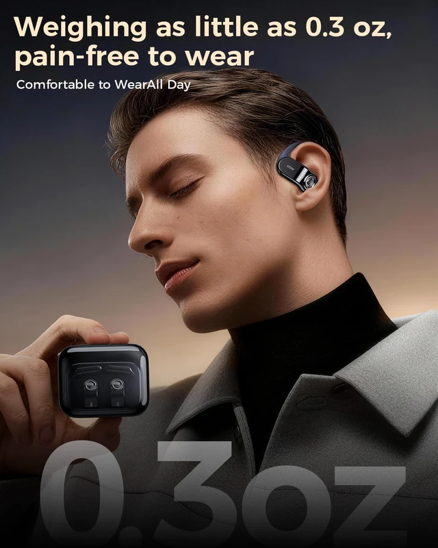 Alt view image 7 of 7 - Open Ear Headphones, Never Run Out of Power Earphones Endless Listening Replaceable Battery, 45° Ergonomic Fit, Barely-There Comfort, IPX7 Waterproof, Designed for Long Listening Sessions