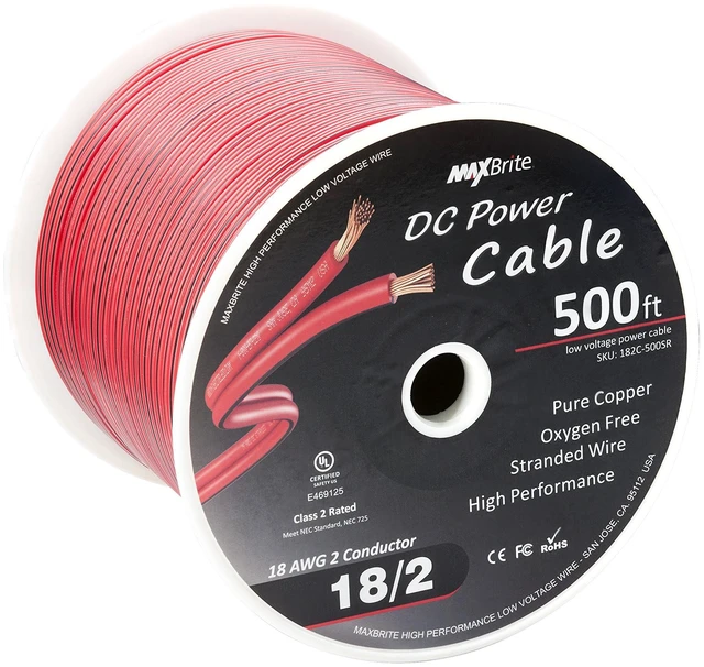 Main image of 500 ft. 18 Gauge Stranded Flexible Dual Conductor Bonded Zip Cord Wire, Oxygen Free Pure Copper - UL Listed Class 2