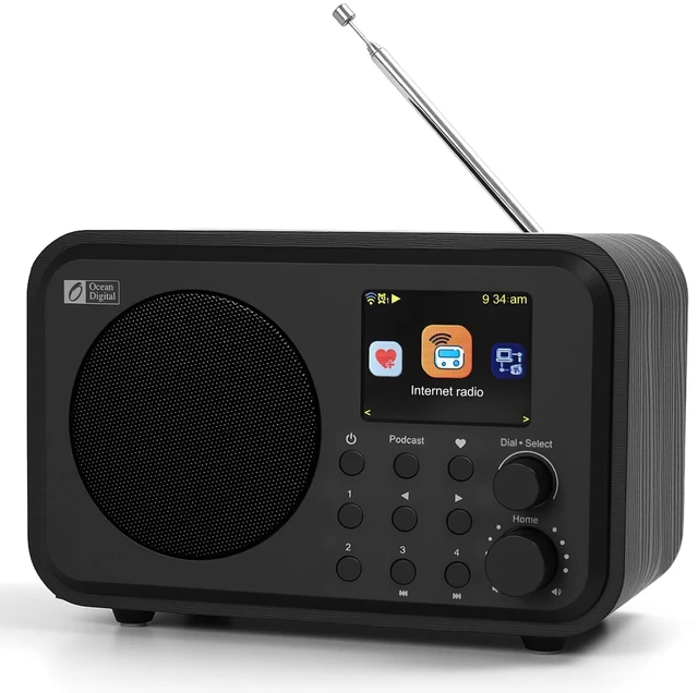 Main image of Ocean Digital WR-336M Wi-Fi Internet FM Radio, Bluetooth Speaker, Podcast, 2.4 Color Display, USB Playback, Dual Alarm Clock, Sleep Timer, Dimmer, Black