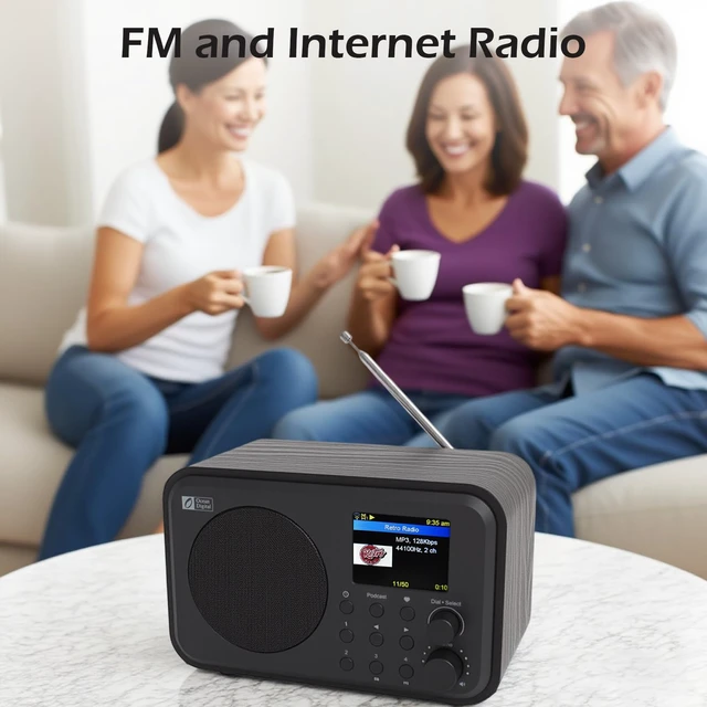 Alt view image 5 of 7 - Ocean Digital WR-336M Wi-Fi Internet FM Radio, Bluetooth Speaker, Podcast, 2.4 Color Display, USB Playback, Dual Alarm Clock, Sleep Timer, Dimmer, Black