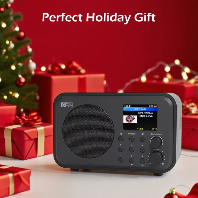 Alt view image 7 of 7 - Ocean Digital WR-336M Wi-Fi Internet FM Radio, Bluetooth Speaker, Podcast, 2.4 Color Display, USB Playback, Dual Alarm Clock, Sleep Timer, Dimmer, Black