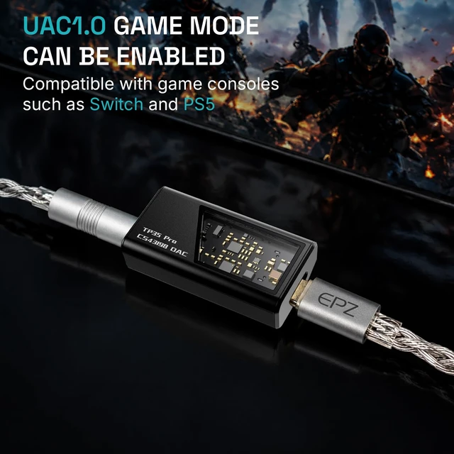 Alt view image 5 of 7 - TP35 PRO Mini Portable IEM DAC Hi-Fi Decoder Headphone Amplifier Dongle USB-C to 3.5/4.4mm Dual CS43198 Chips, Supports High-Resolution PCM 32bit/384khz DSD 256 Audio, EQ Adjustment and Mic Calls
