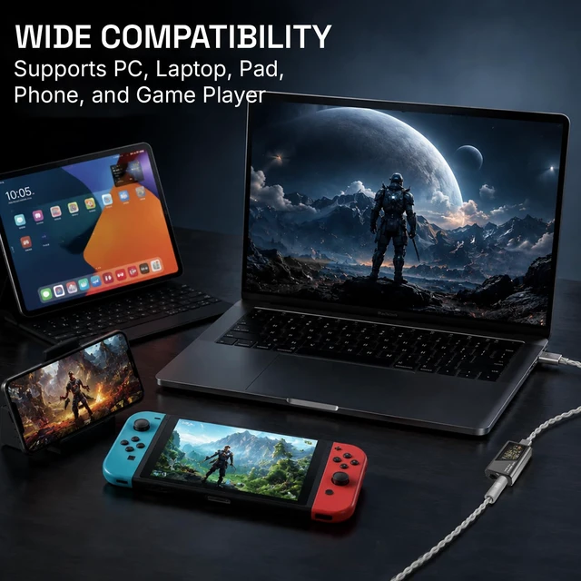 Alt view image 7 of 7 - TP35 PRO Mini Portable IEM DAC Hi-Fi Decoder Headphone Amplifier Dongle USB-C to 3.5/4.4mm Dual CS43198 Chips, Supports High-Resolution PCM 32bit/384khz DSD 256 Audio, EQ Adjustment and Mic Calls