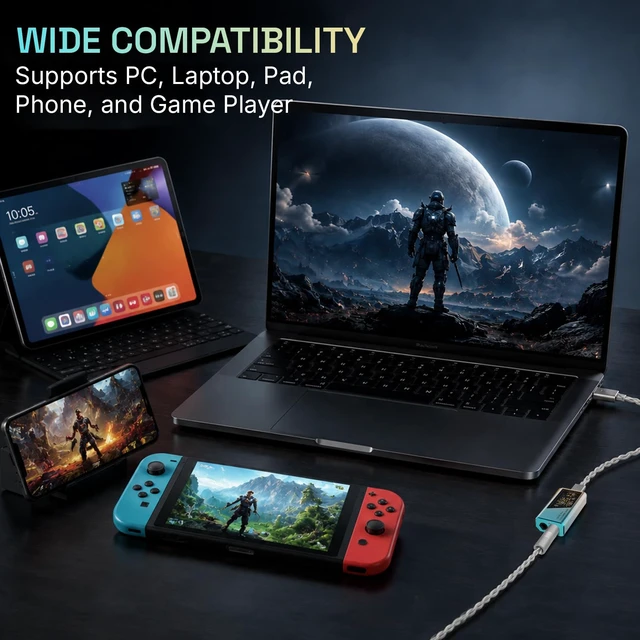 Alt view image 7 of 7 - TP35 PRO Mini Portable IEM DAC Hi-Fi Decoder Headphone Amplifier Dongle USB-C to 3.5/4.4mm Dual CS43198 Chips, Supports High-Resolution PCM 32bit/384khz DSD 256 Audio, EQ Adjustment and Mic Calls