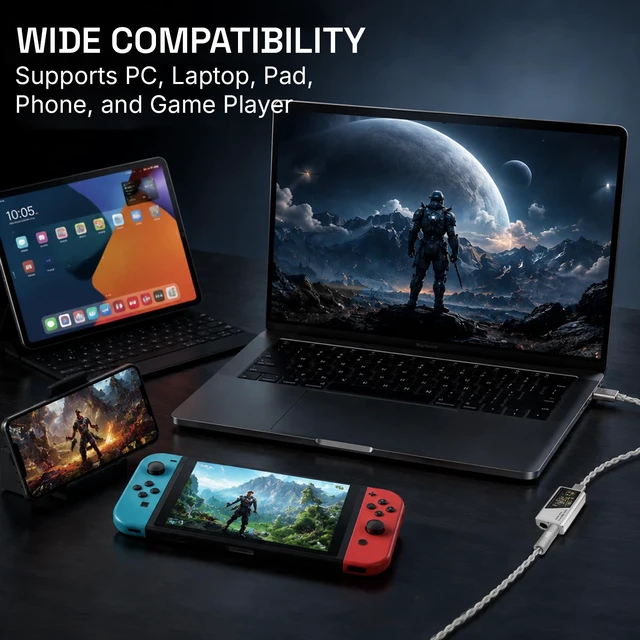 Alt view image 7 of 7 - TP35 PRO Mini Portable IEM DAC Hi-Fi Decoder Headphone Amplifier Dongle USB-C to 3.5/4.4mm Dual CS43198 Chips, Supports High-Resolution PCM 32bit/384khz DSD 256 Audio, EQ Adjustment and Mic Calls