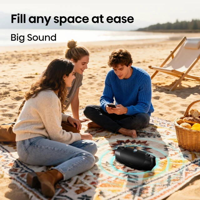 Alt view image 4 of 7 - FlexBoom - Portable Bluetooth Speaker,IP67 Waterproof, Dustproof, and Shockproof, Up to 80W Big Sound,Bluetooth 6.0,Auracast, TWS & Comes with a Detachable Handle Strap