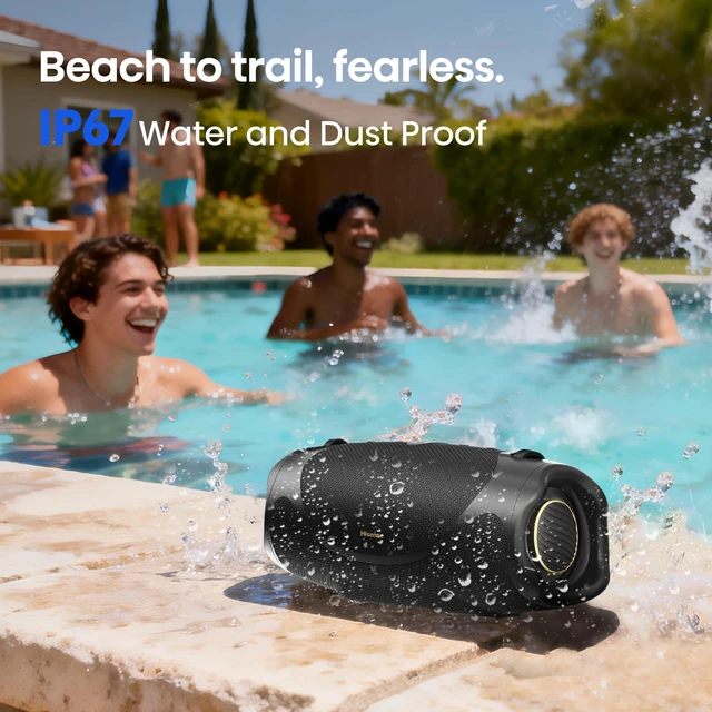 Alt view image 6 of 7 - FlexBoom - Portable Bluetooth Speaker,IP67 Waterproof, Dustproof, and Shockproof, Up to 80W Big Sound,Bluetooth 6.0,Auracast, TWS & Comes with a Detachable Handle Strap