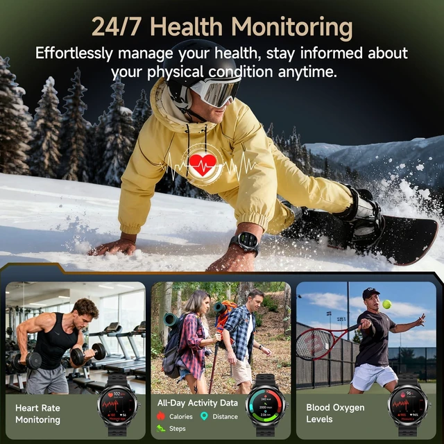 Alt view image 7 of 7 - Armor Watch Pro Military Smart Watches for Men, 1.50" AMOLED Corning Screen, 5ATM Waterproof MIL-STD-810H, 100+ Sports Modes/GPS/AI/Heart Rate/Sleep/SpO2 Monitor, Men's Fitness Tracker Watch