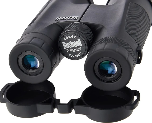 Alt view image 4 of 7 - PowerView 10x42 Compact Roof Prism Binoculars, Black Compact & Foldable Design, Non-Slip Rubber Armor, Fully-Coated Optics, Smooth Center Focus Knob