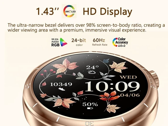Alt view image 5 of 7 - Smart Watch with Earbuds for Women, 1.43 AMOLED Display + Crystal Bling Band, BT Calling, Heart Rate Monitor, Sleep Tracking, Fitness Tracker, Compatible with Android & iPhone