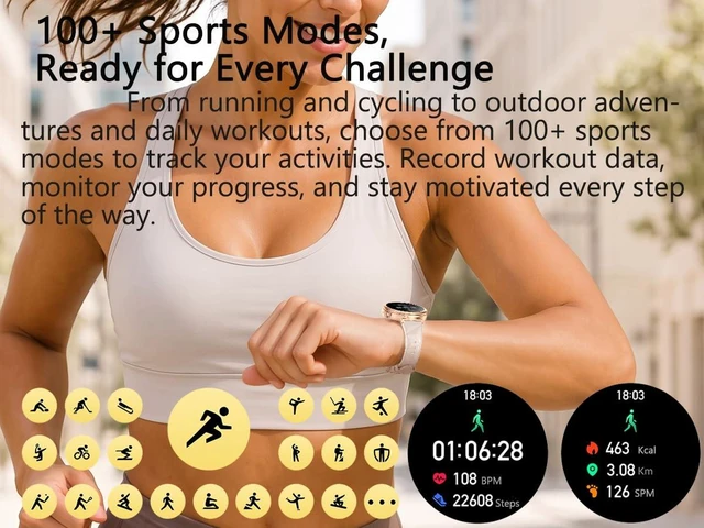 Alt view image 6 of 7 - Smart Watch with Earbuds for Women, 1.43 AMOLED Display + Crystal Bling Band, BT Calling, Heart Rate Monitor, Sleep Tracking, Fitness Tracker, Compatible with Android & iPhone